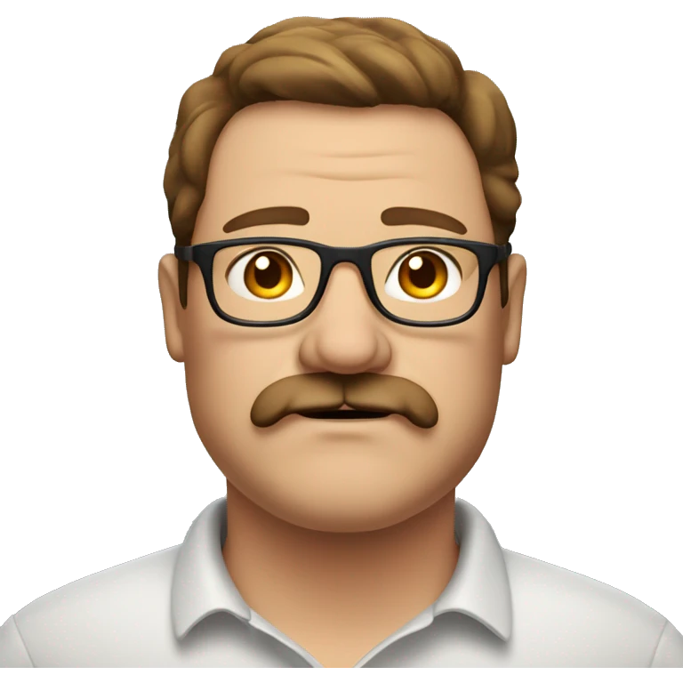 Obese middle age man with mustache and brown hair and glasses emoji
