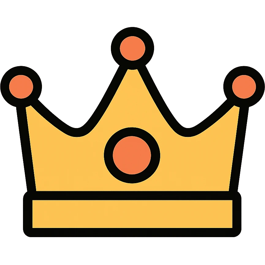 flat toon style crown with bold outlines and simple colors emoji