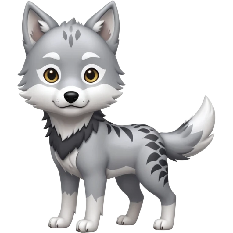 Toony Chibi Cute Ginga Nagareboshi Gin/Silver Fang the wolf (full body) (feral) (4 legs) (canine) emoji