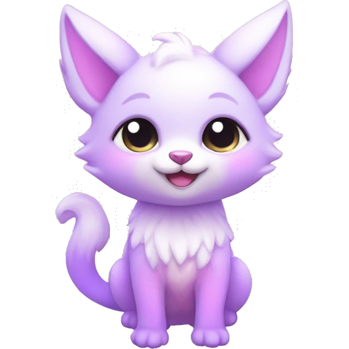 Kawaii cute colorful bright light pastel lilac-pink-white-gradient fantasy ethereal anthro fursona animal creature emoji
