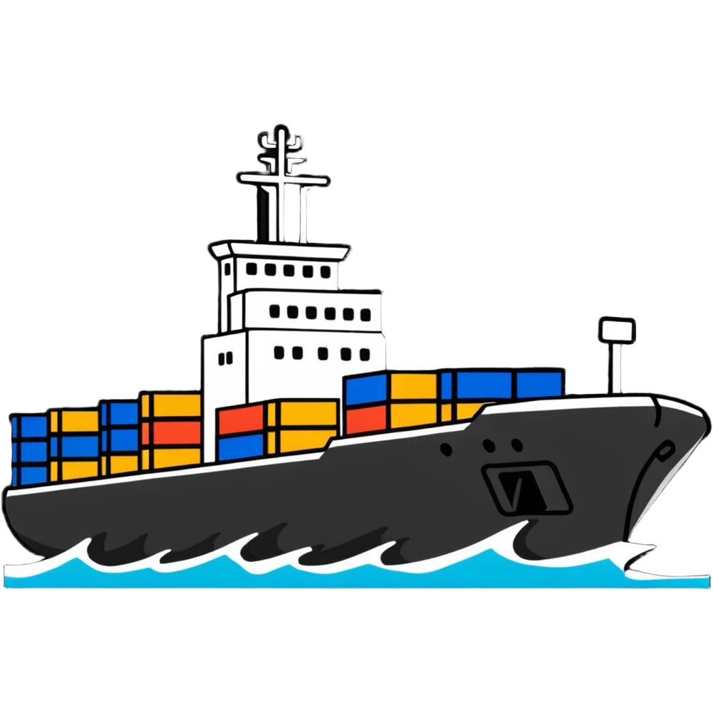 Cargo container ship in ocean emoji
