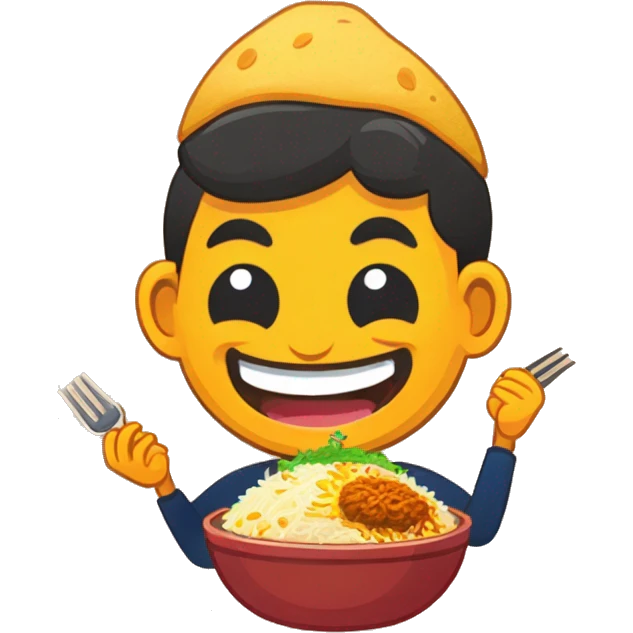 happy emoji face eating biryani emoji