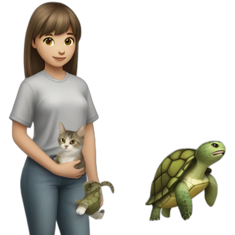 girl-with-bang-cut-and-grey-and-white-cat-and-turtle-cat-in-hand emoji