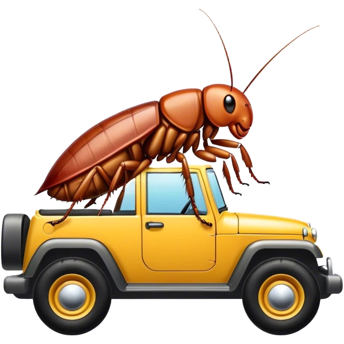 Cockroach driving a jeep emoji