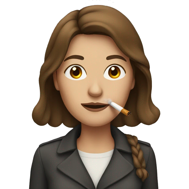 a woman with brown hair smoking emoji