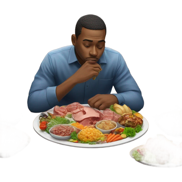 man eating a platter of food emoji
