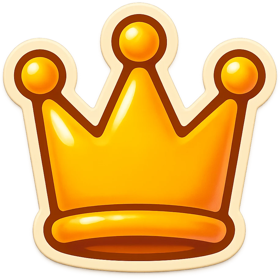 cartoon style sticker of a single crown symbol, simple and clear, no text emoji