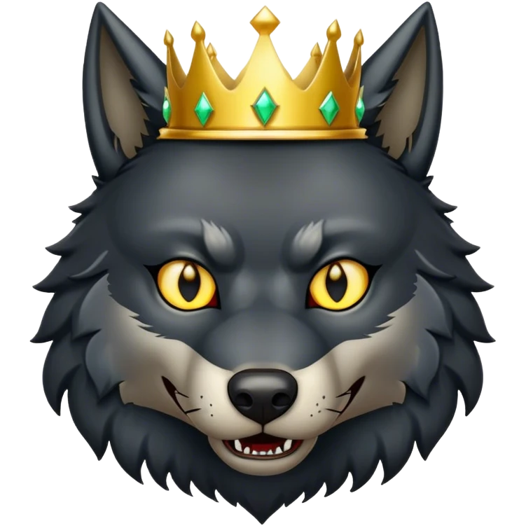 Scary Evil Black Wolf with Gold Crown emoji