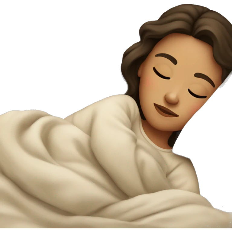 Brunette girl sleeping cozy in a bed emoji