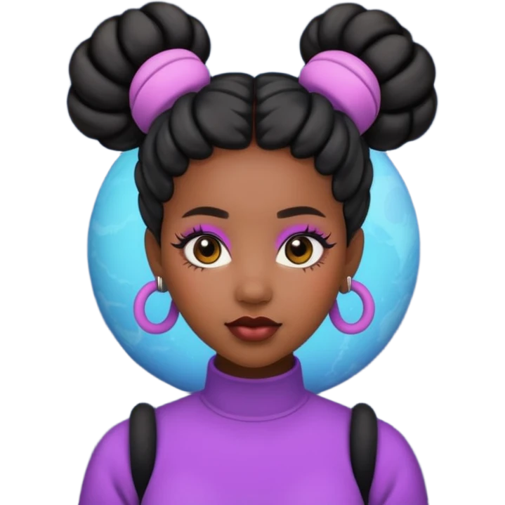 Black woman with Space buns emoji
