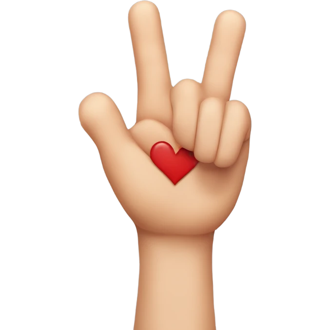 thumb and middle finger crossing to form fingerheart
 emoji