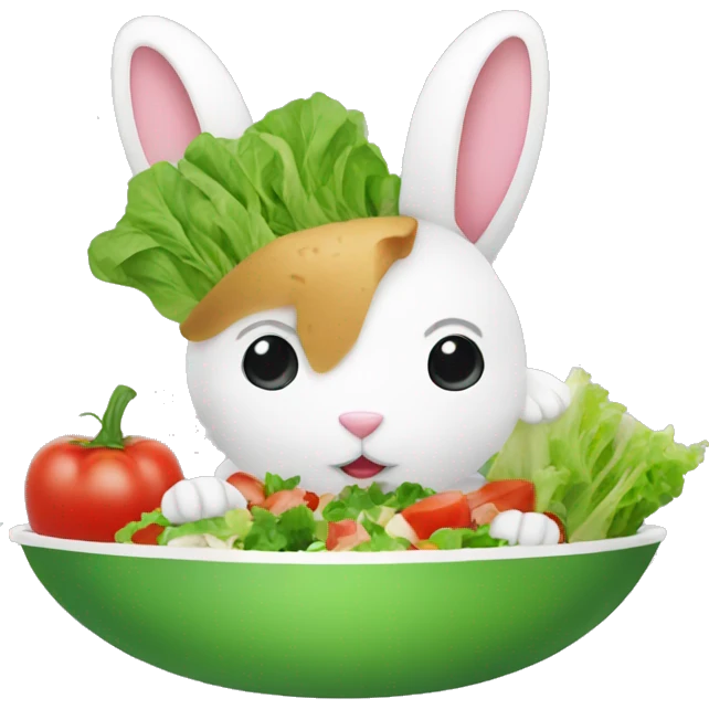Bunny eating delicious salad emoji