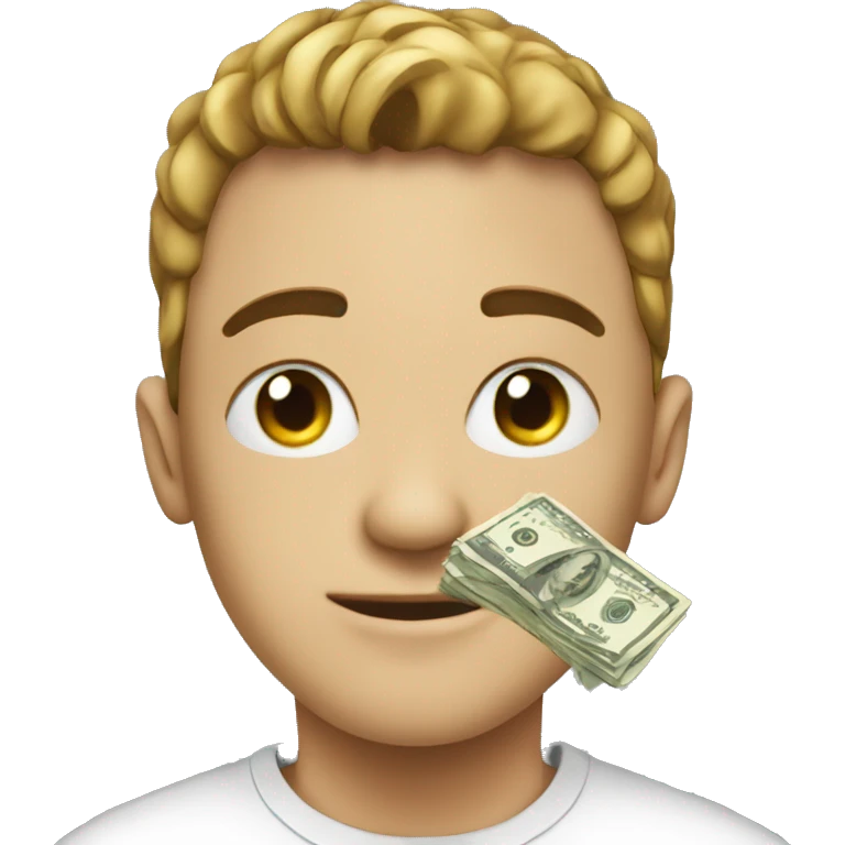 A student with t shirt white and broken money emoji