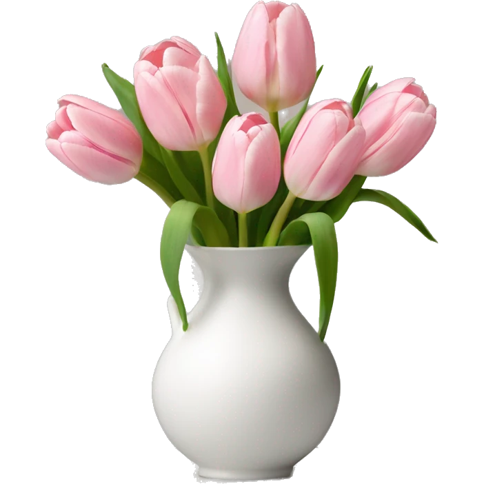 Light pink tulips in white vase emoji