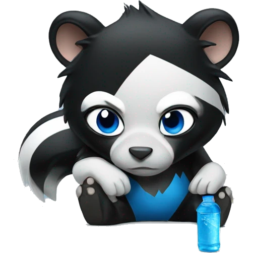 tired Skunk with a blue Powerade emoji