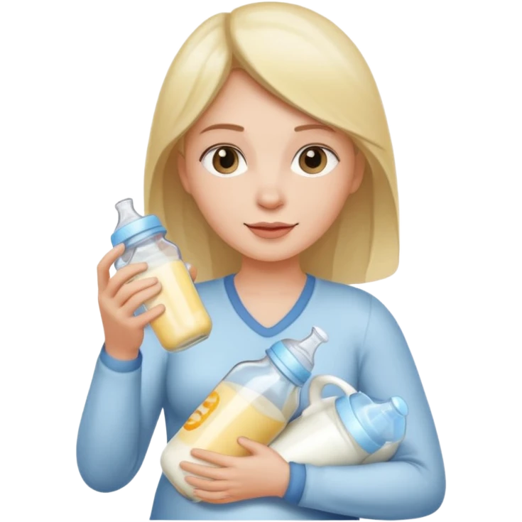 A woman holding a baby bottle emoji