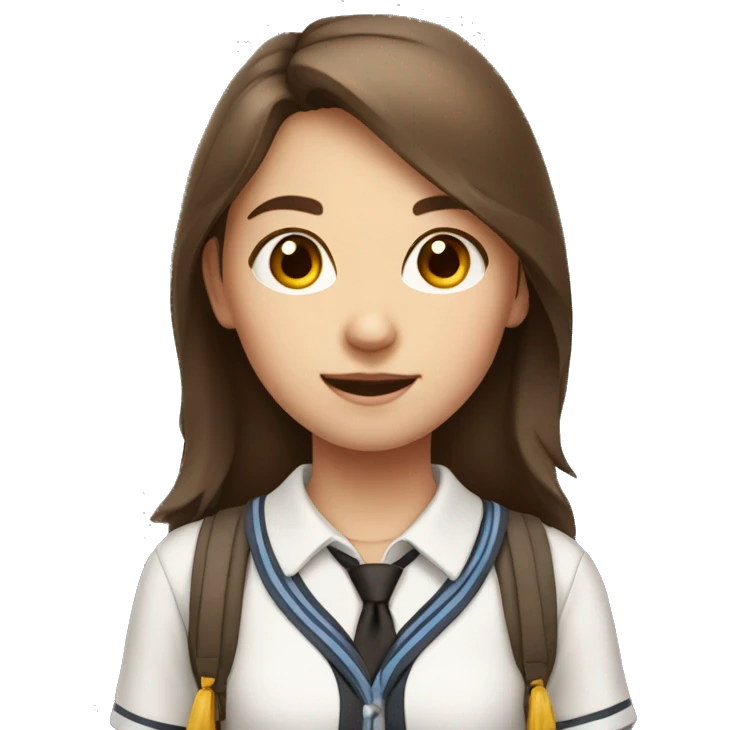 Cute girl in school uniform brown hair  emoji