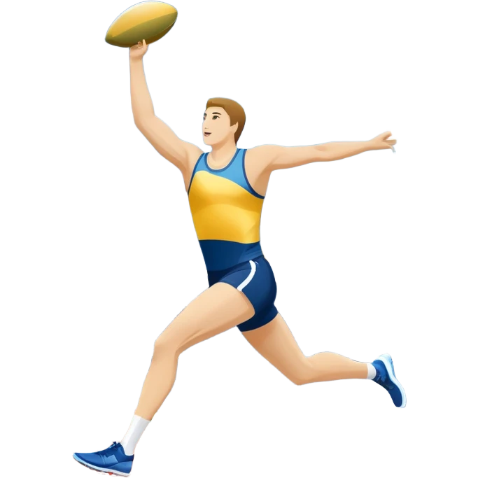 An icon featuring a collage of track and field equipment: a javelin, shot put, discus, high jump bar, and running shoes. The background shows a lively stadium with cheering fans, bright lights, and a clear sky, symbolizing the diversity of athletics. Transparent background emphasizes the sport. emoji