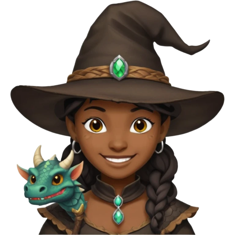 i want a dragonborn black witch cowboy hat and smirk smile emoji