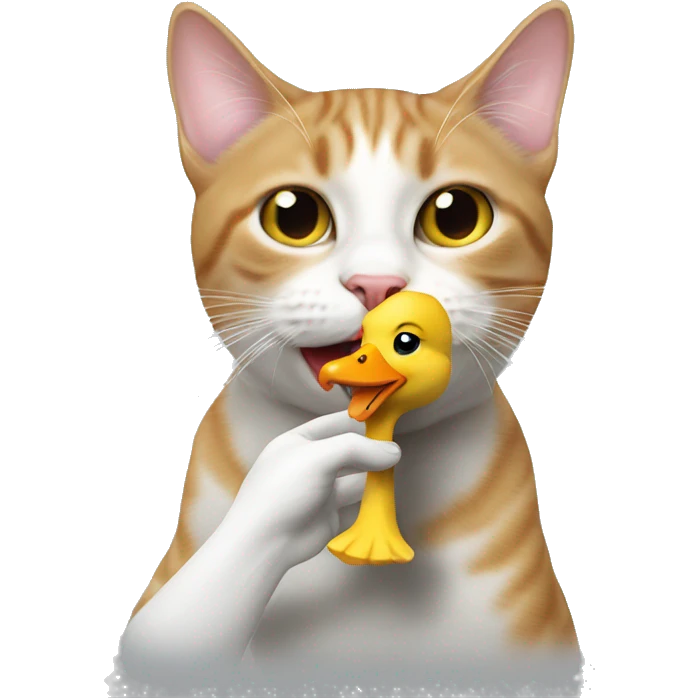 Cat holding a duck toy in her mouth emoji
