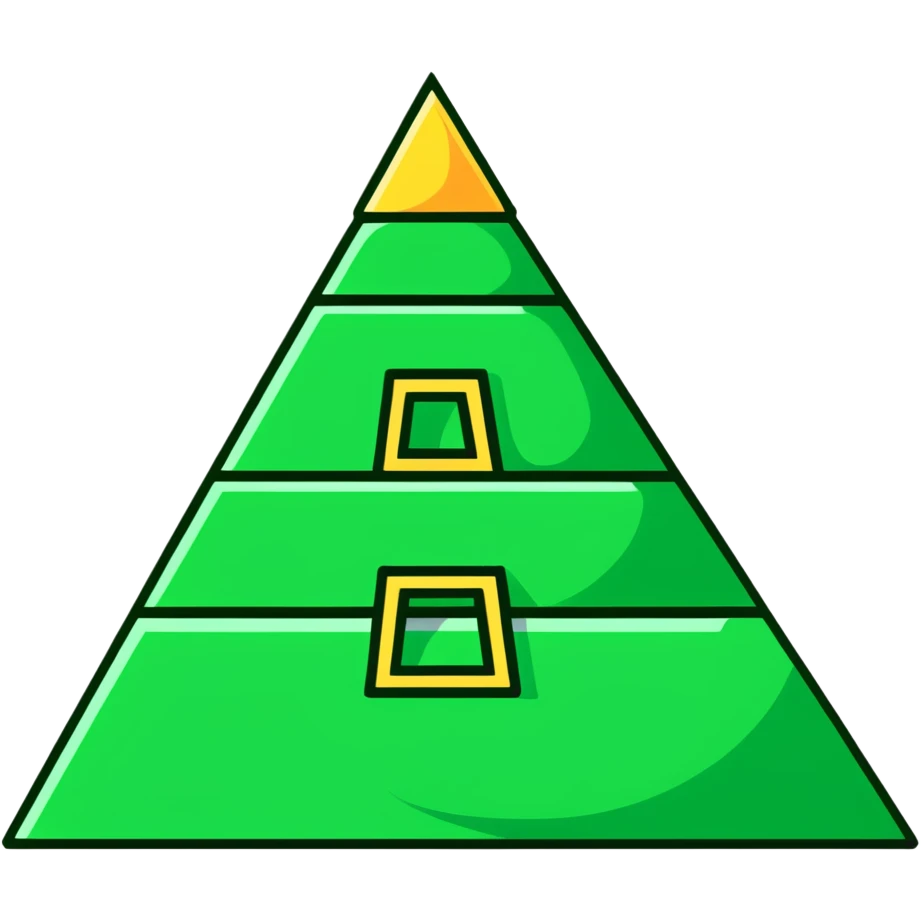 Maya pyramid symbol - inbox overflow, precise geometric lines, ONLY white and deep green colors, no other colors, flat design, hieroglyphic style emoji