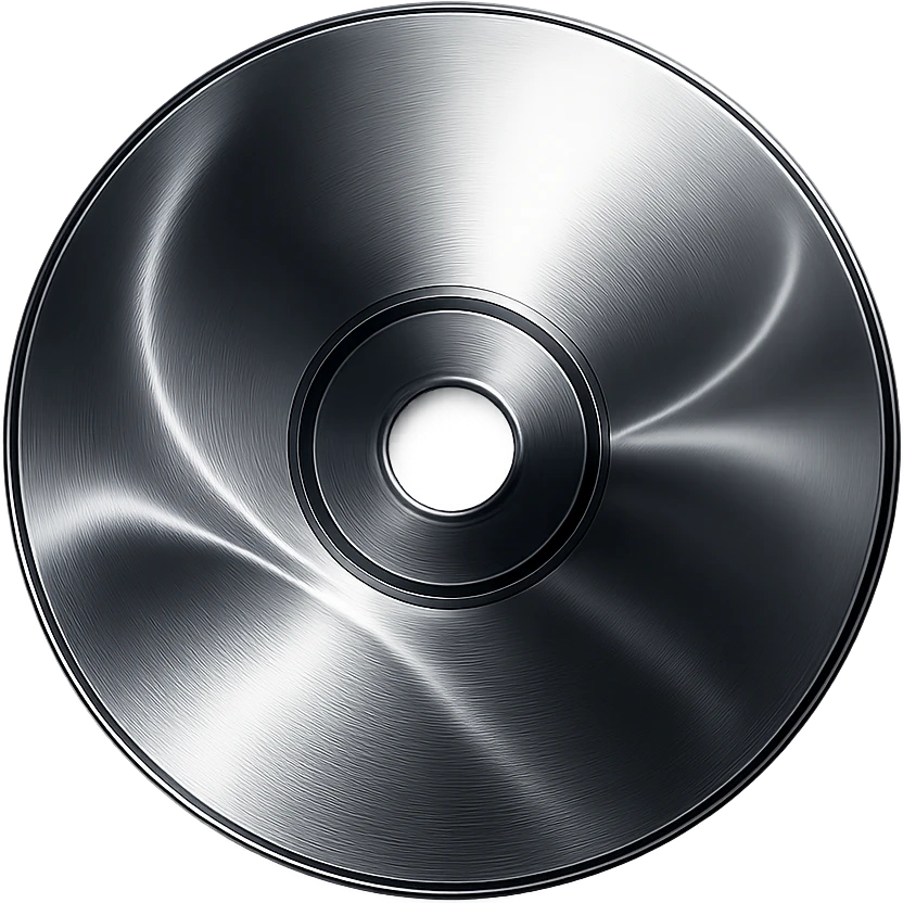 A minimalist CD disc with abstract pattern, glowing effect, blue color emoji