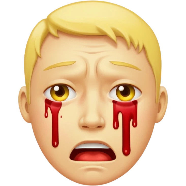 make me an emojiof a yellow face crying blood. emoji