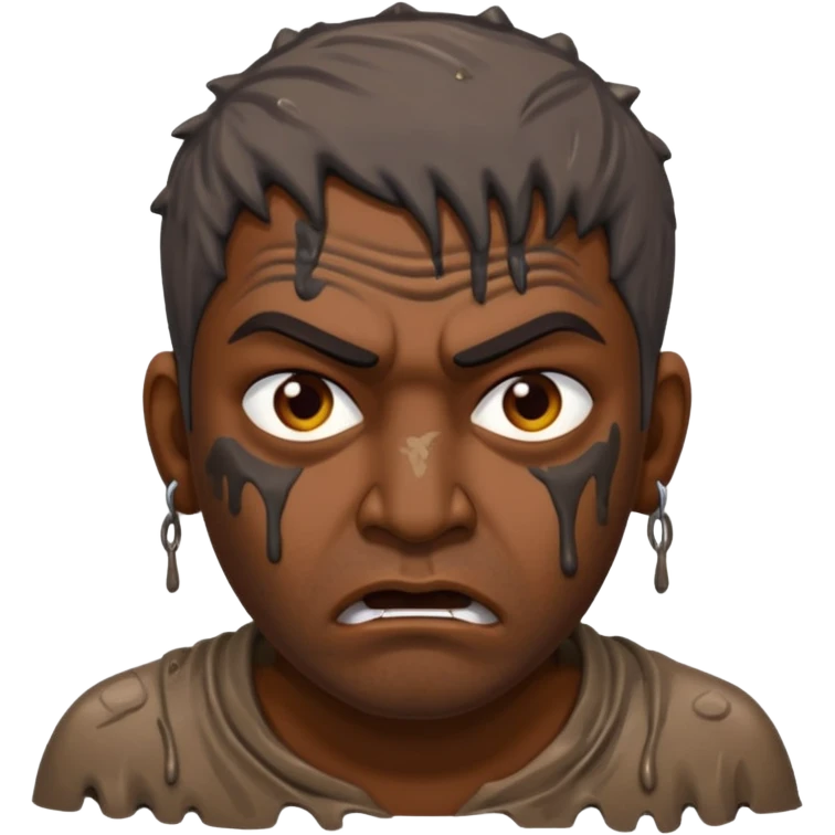 Indian man covered in dirty chunky mud angry emoji