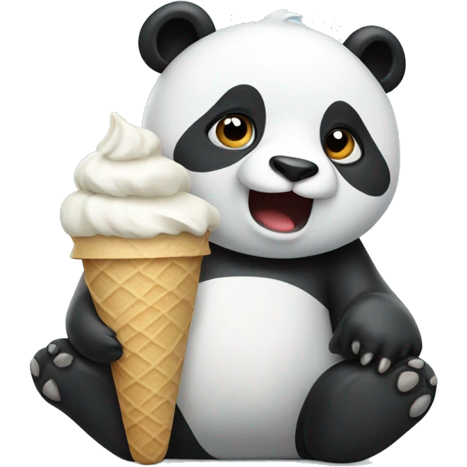 Panda eating ice cream emoji