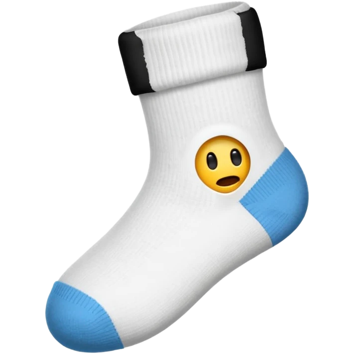 minimal emoji, white sock, hole at big toe, slightly frayed edges emoji