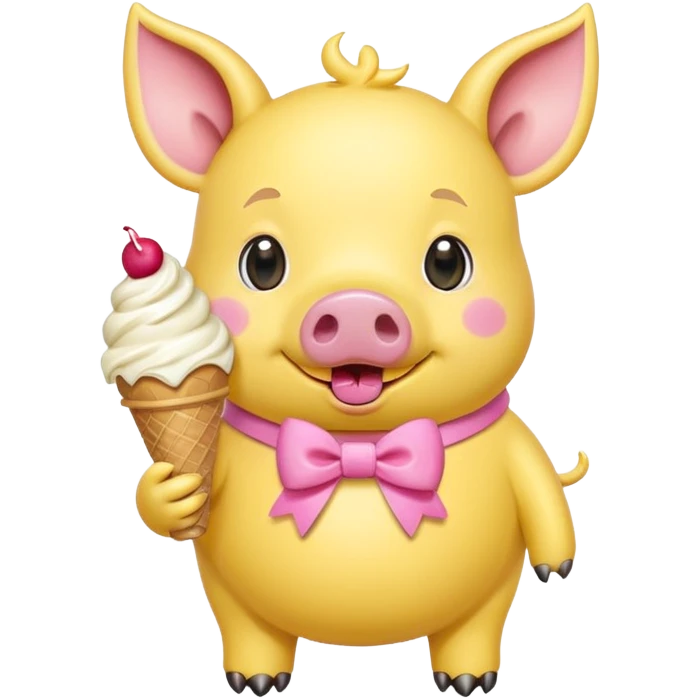 yellow pig with ice cream emoji