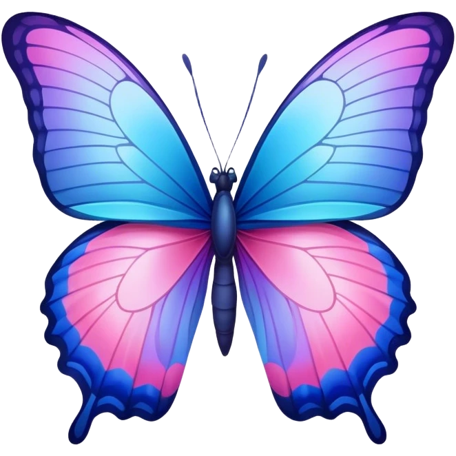 Gradient iridescent cyan Pink indigo violet blue butterfly emoji