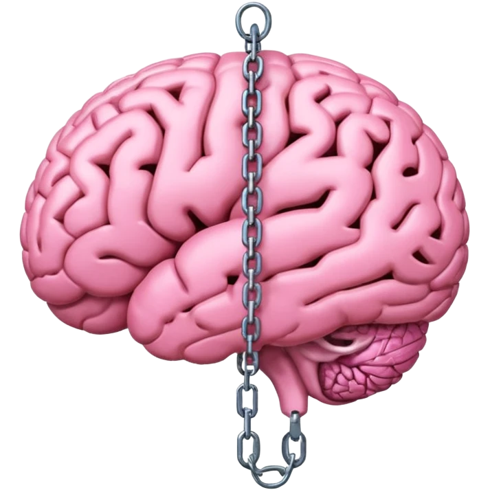 pink brain, chained up, side view emoji