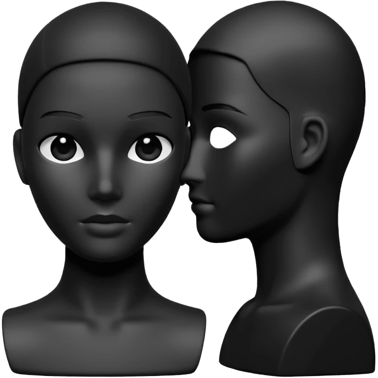 Matte black mannequin in the style of a default avatar. Monochrome with no lines. emoji