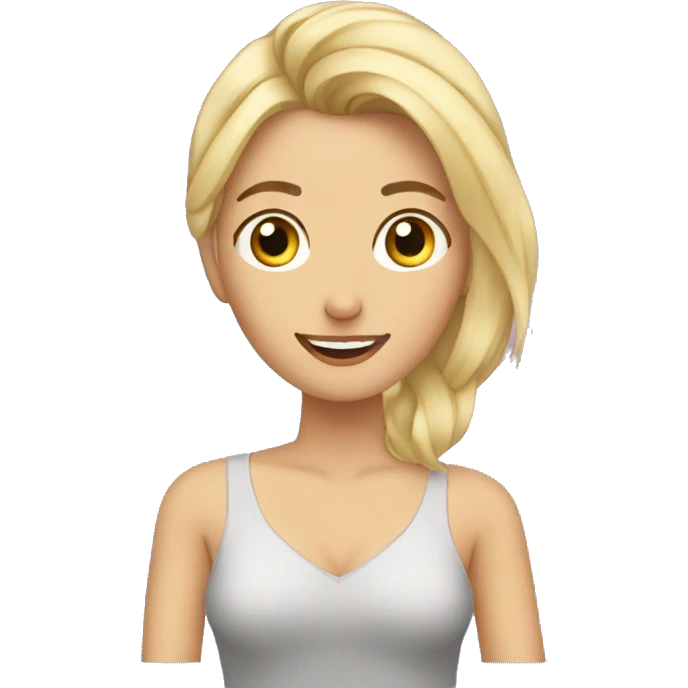 mujer rubia mirando su cabello asustada emoji