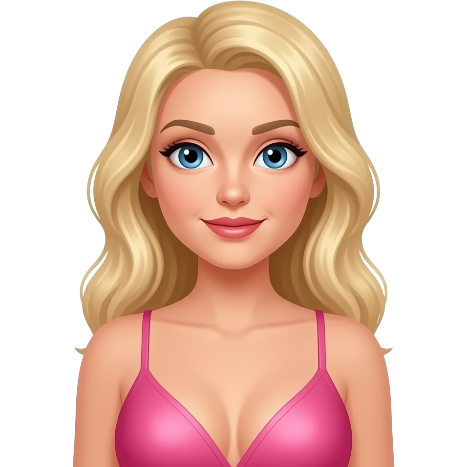 Blue eyes blonde hair woman pink nipples emoji