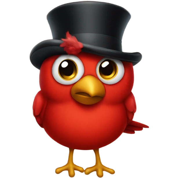 Red bird with a top hat emoji