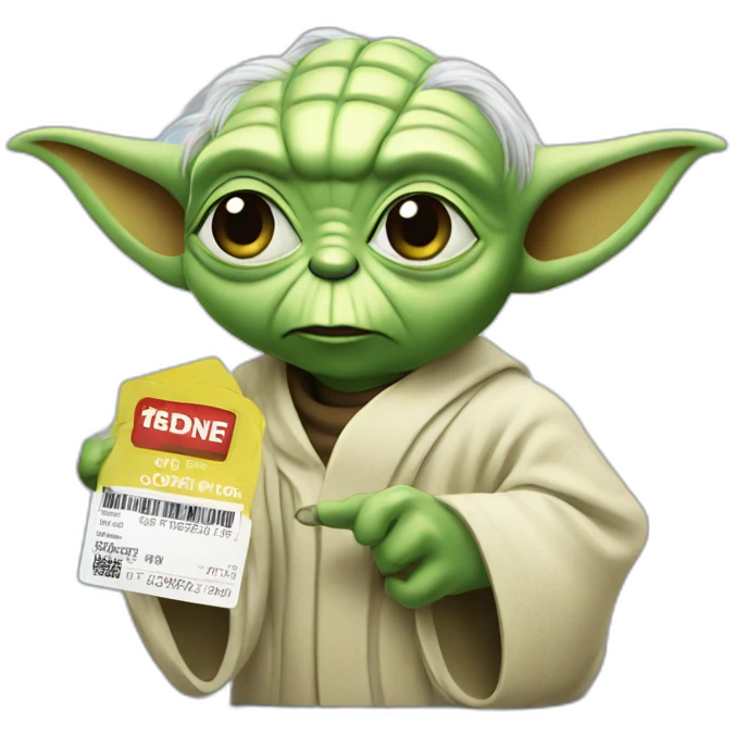 Yoda holding a coupon emoji