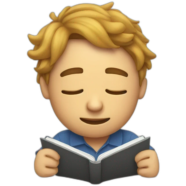 a guy who fall asleep on his copybook emoji