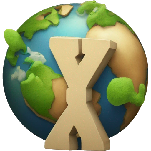 the letter "X" and the planet earth emoji