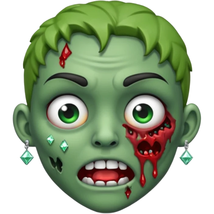Create a zombie emoji with diamond earring emoji
