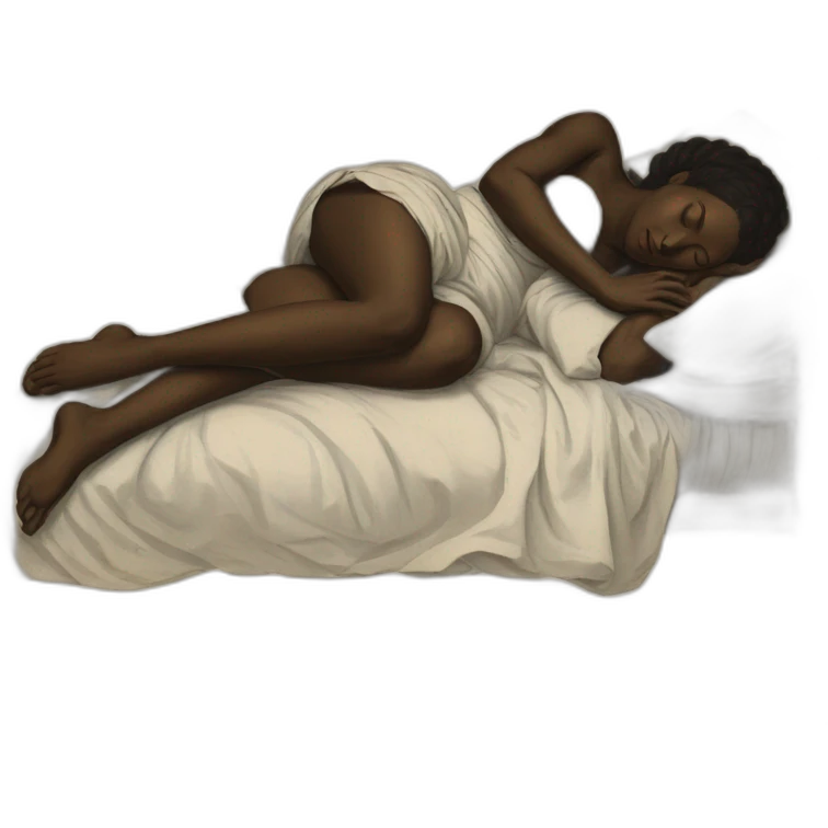 The folk african woman sleeping in bed, 17th century emoji