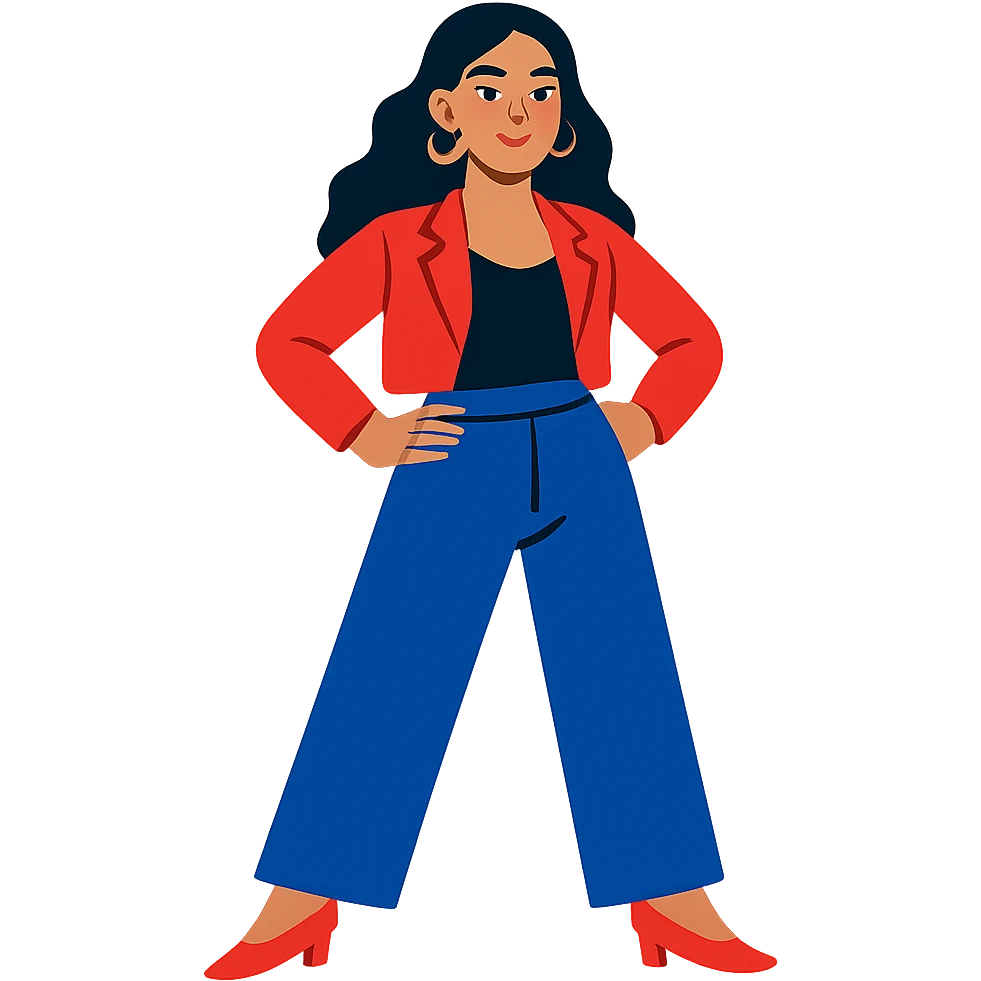 flat toon style stylish, beautiful girl, bold colors, confident stance emoji