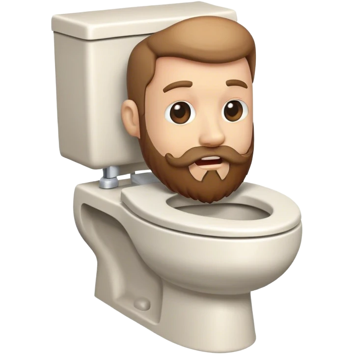 A toilet that has a head coming out of it with a beard emoji