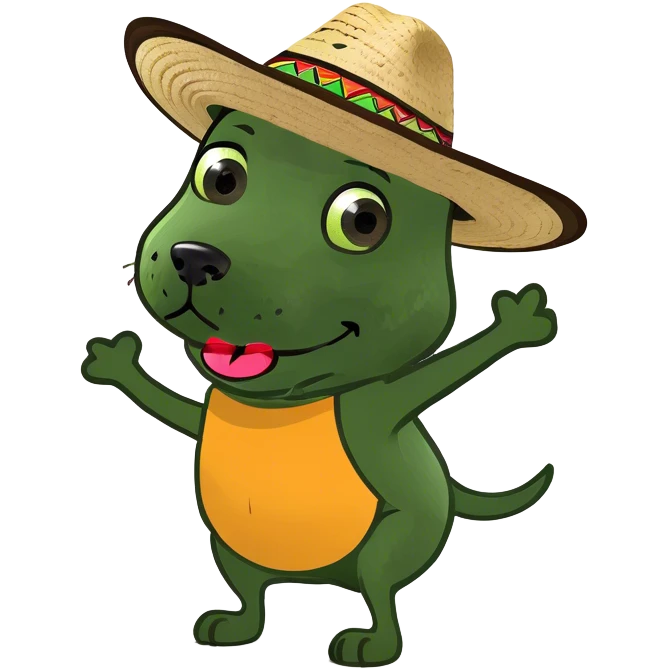 Un perro color café bailando  emoji