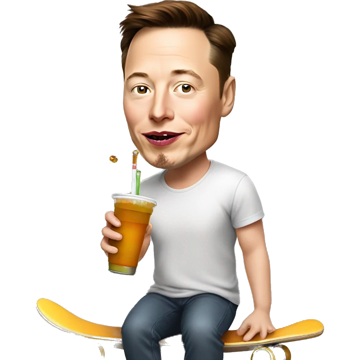 elon musk drinking boba on a skateboard  emoji
