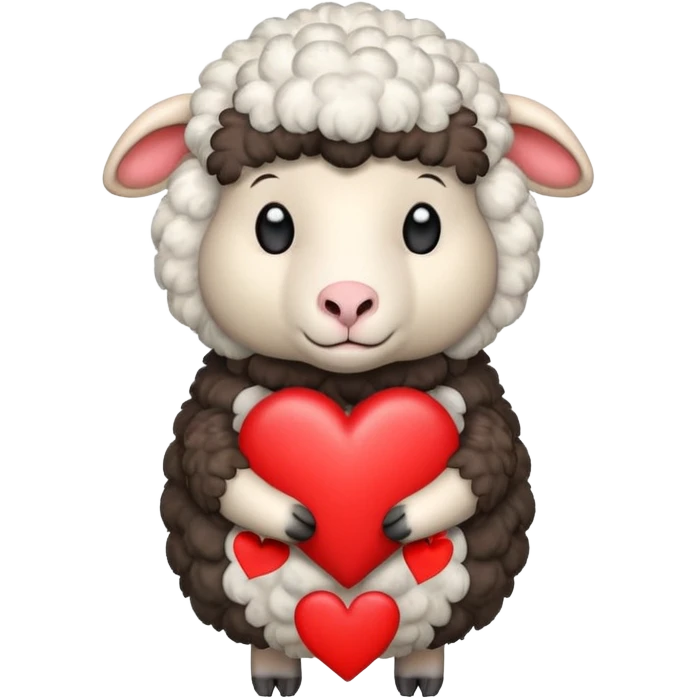 make an emoji with a red sheep. but make a sheep with a heart. but make it more animated like from animated movie emoji