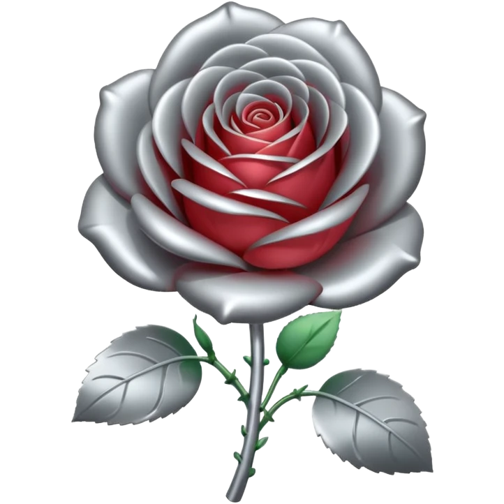gray metal chrome rose, without green leaves, just flower emoji