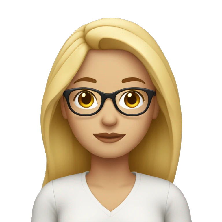 mujer, cabello rubio y lentes emoji