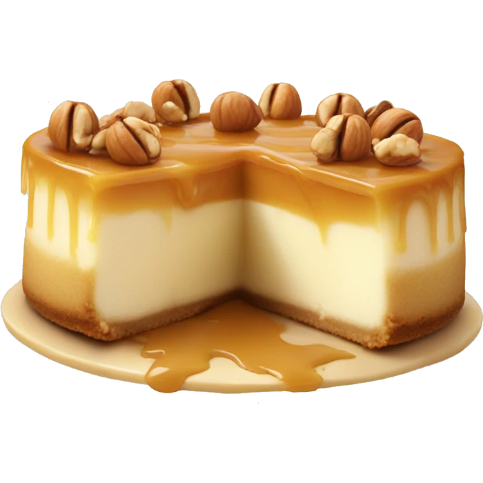 Peace of Cheesecake with nuts and caramel  emoji